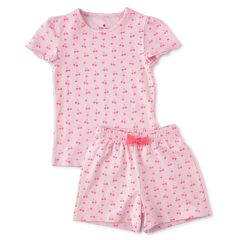 korte baby pyjama lila kersjes-print Little Label