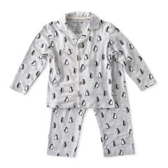 jongens pyjamaset jongens grijs pinguin print Little Label