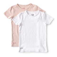 meisjes shirts roze en wit 2 pak Little Label